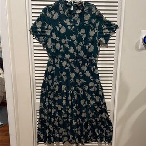 Lulu’s Green and White Floral Midi Dress